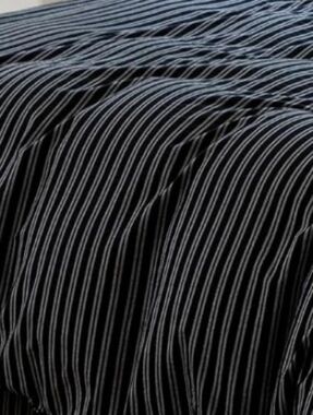 Striped Black and Light Gray Pinstriped Duvet Cover